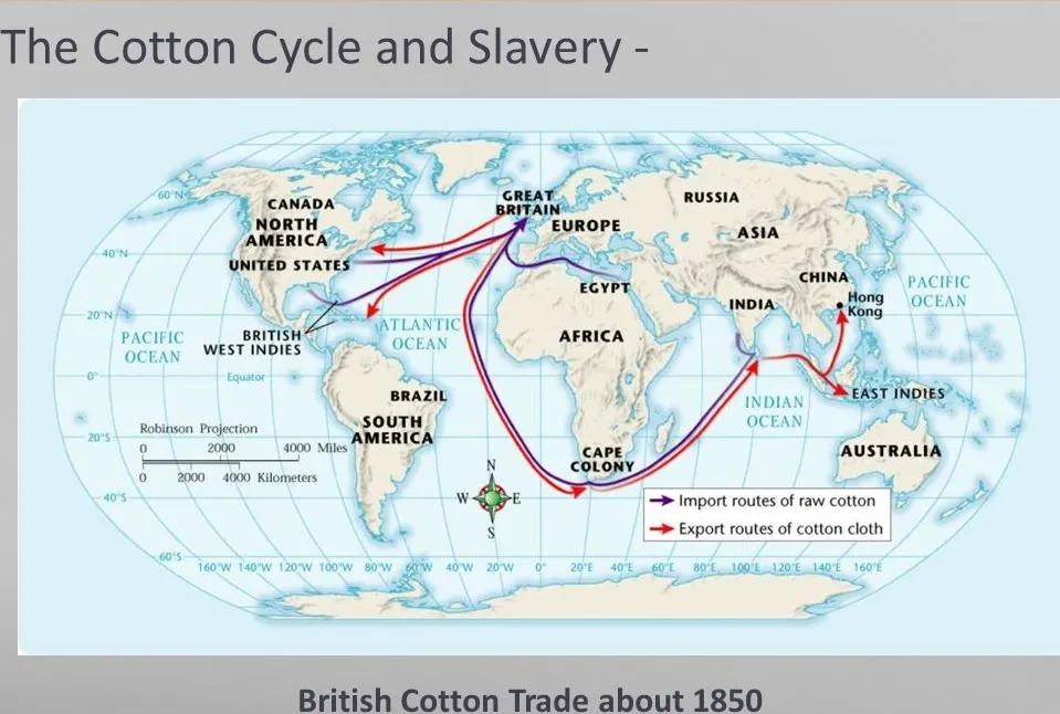 Baumwollhandel der Briten um 1850 