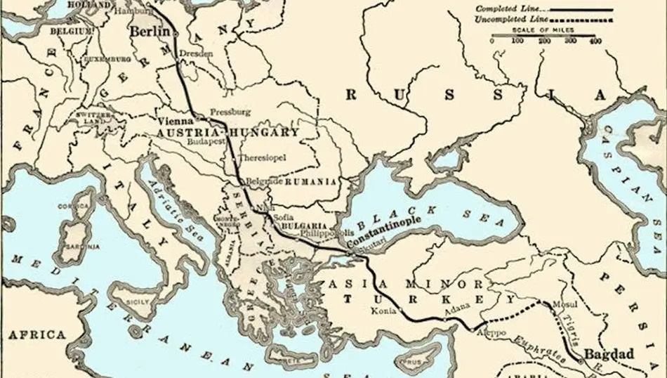 Eisenbahnlinie von Berlin nach Bagdad 1940